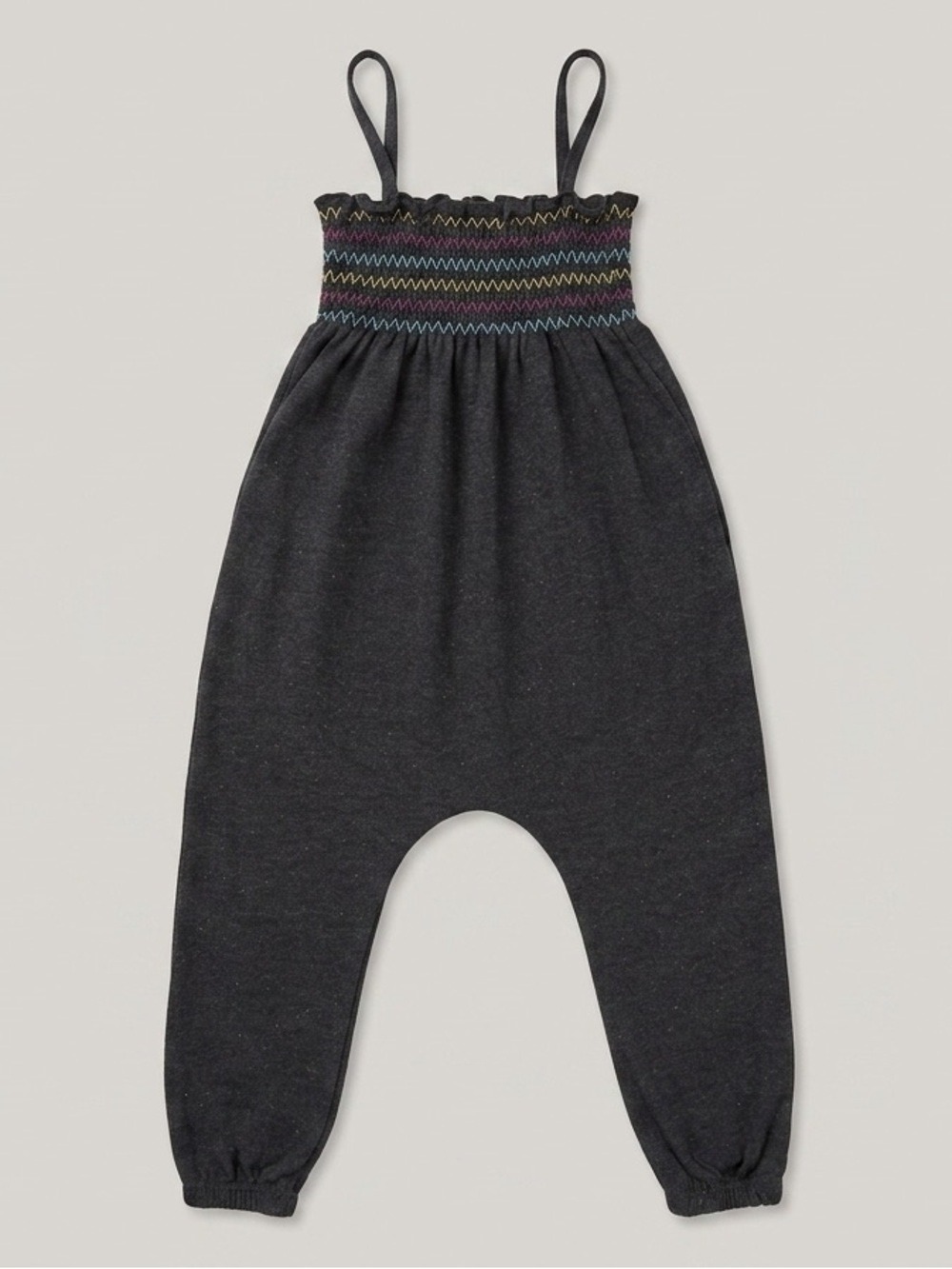 Appaman Charcoal Jumpsuit with Rainbow Smocked Top